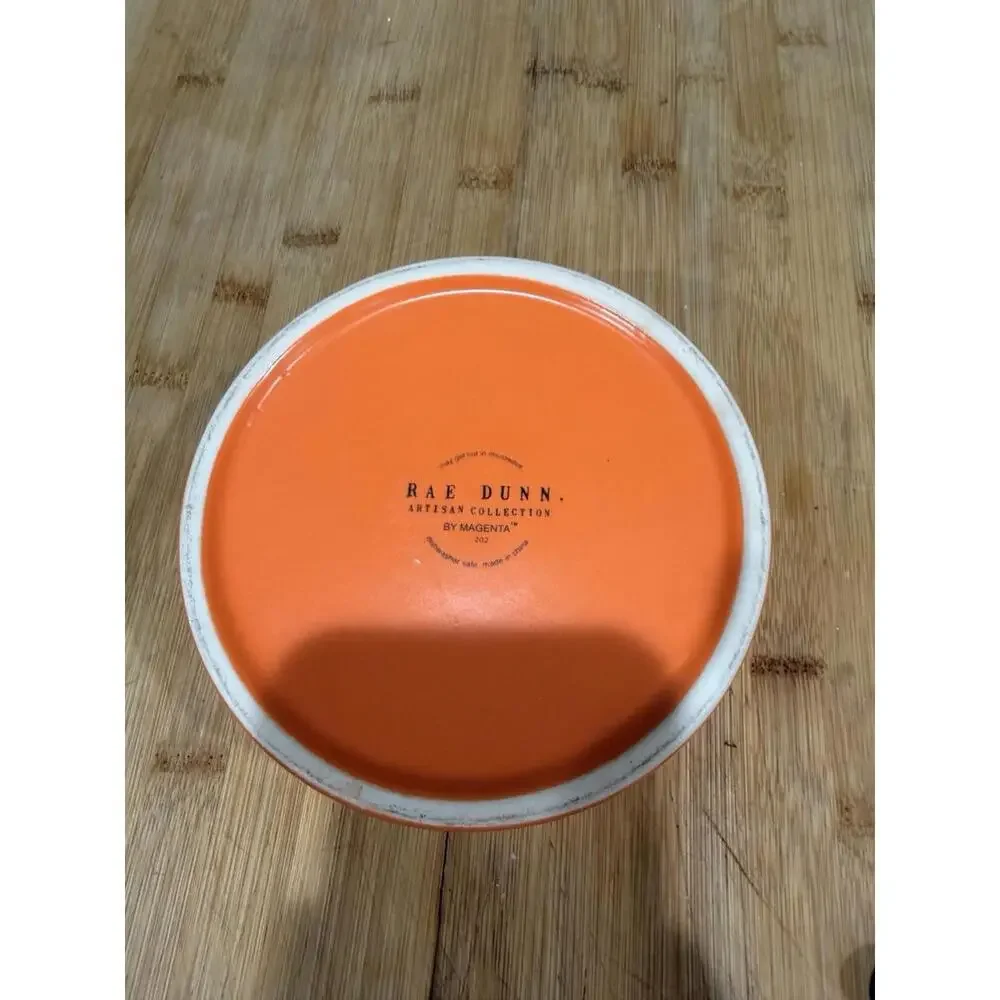 Rae Dunn Halloween CERAMIC PET Bowl LICK OR TREAT 6